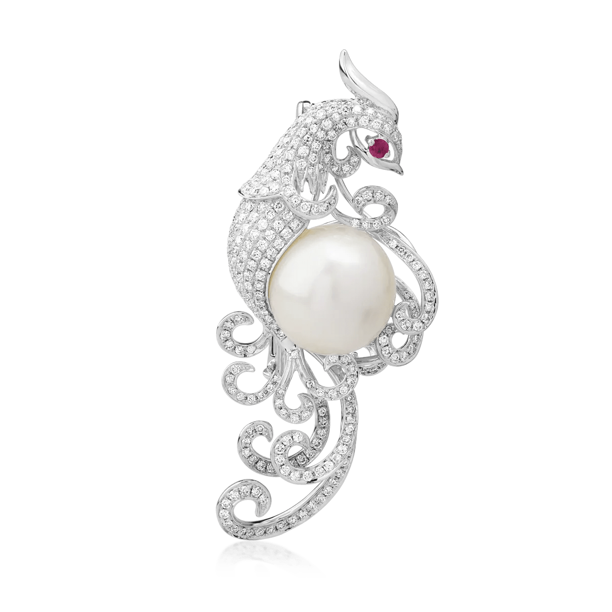 Brosă păun din aur alb cu pietre prețioase și semiprețioase de 23.32ct Brosă păun din aur alb cu pietre prețioase și semiprețioase de 23.32ct