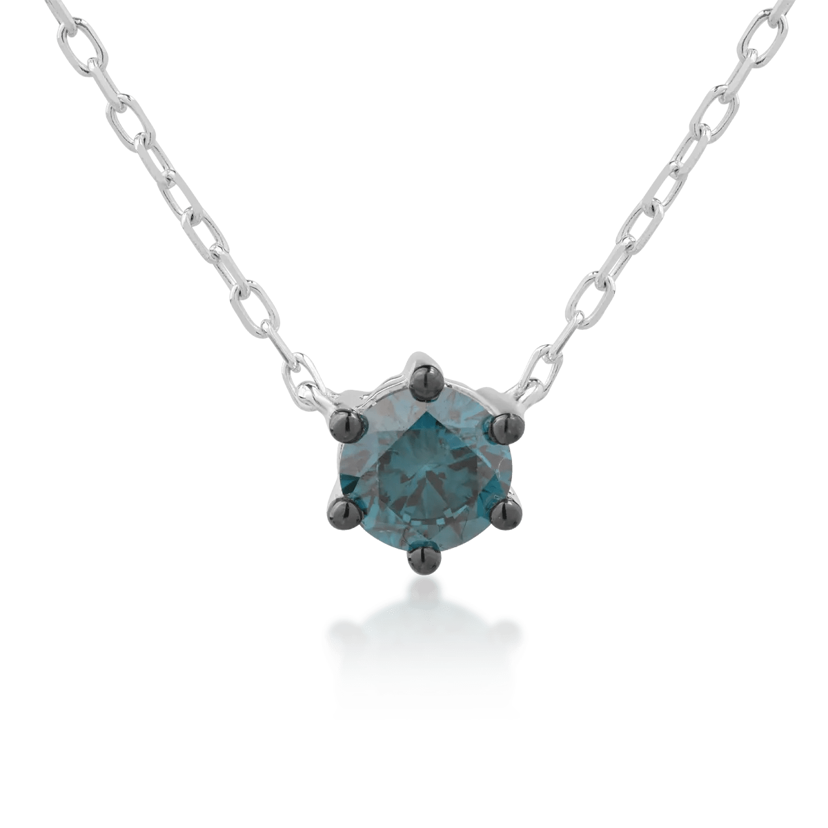 Lanț cu pandantiv din aur alb și diamant albastru de 0.53ct Lanț cu pandantiv din aur alb și diamant albastru de 0.53ct