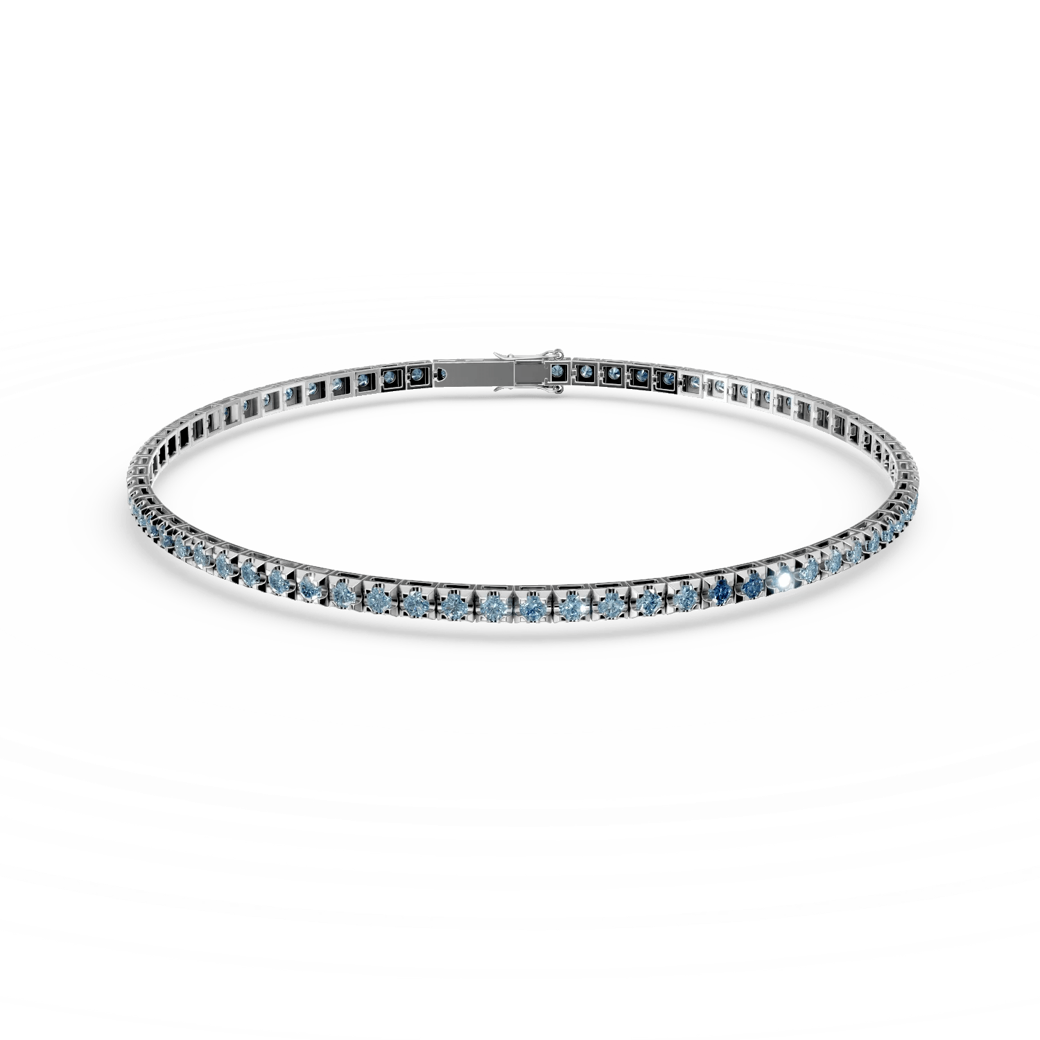 Brățară tenis din aur alb cu diamante albastre de 2ct Brățară tenis din aur alb cu diamante albastre de 2ct