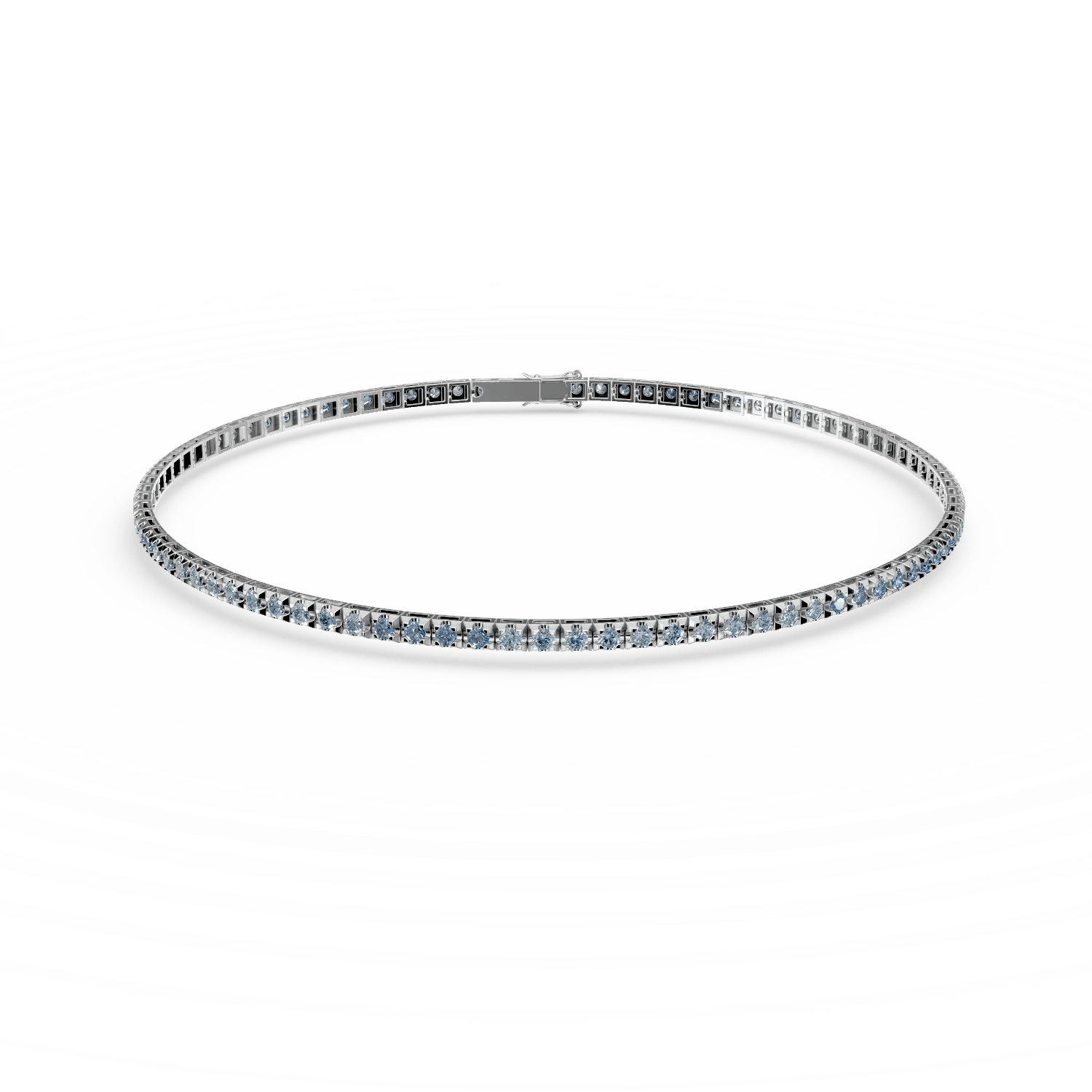 Brățară tennis din aur alb cu diamante albastre de 1ct Brățară tennis din aur alb cu diamante albastre de 1ct