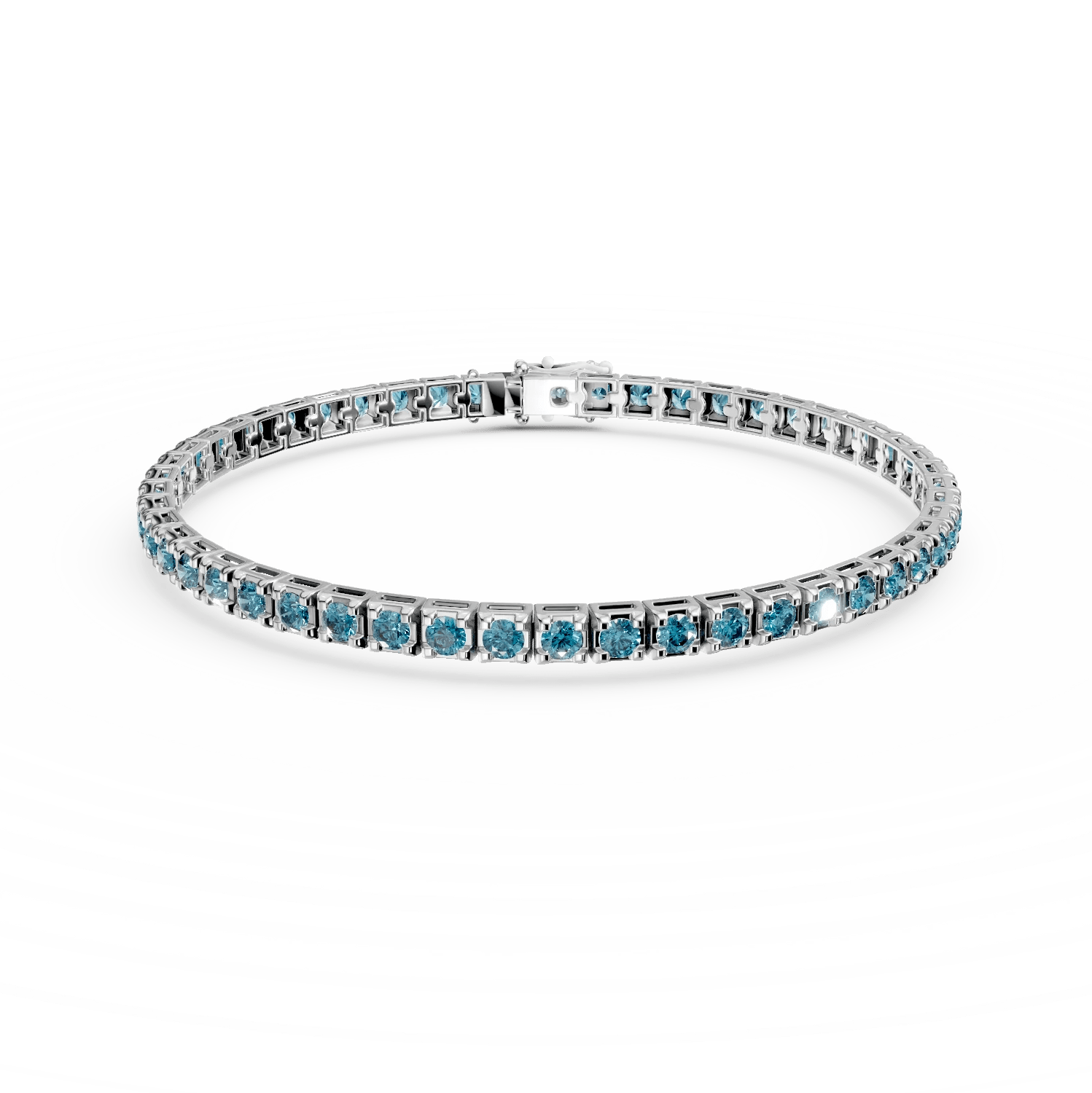 Brățară tennis din aur alb cu diamante albastre de 2.15ct Brățară tennis din aur alb cu diamante albastre de 2.15ct