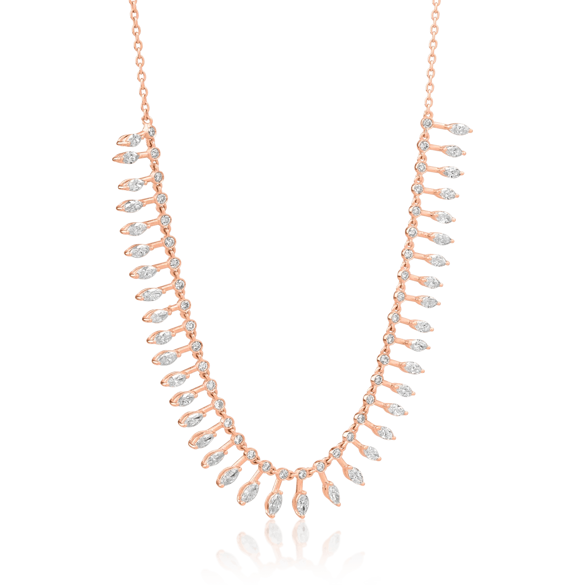 Colier din aur roz cu diamante marquise – teilor Colier din aur roz cu diamante marquise - teilor