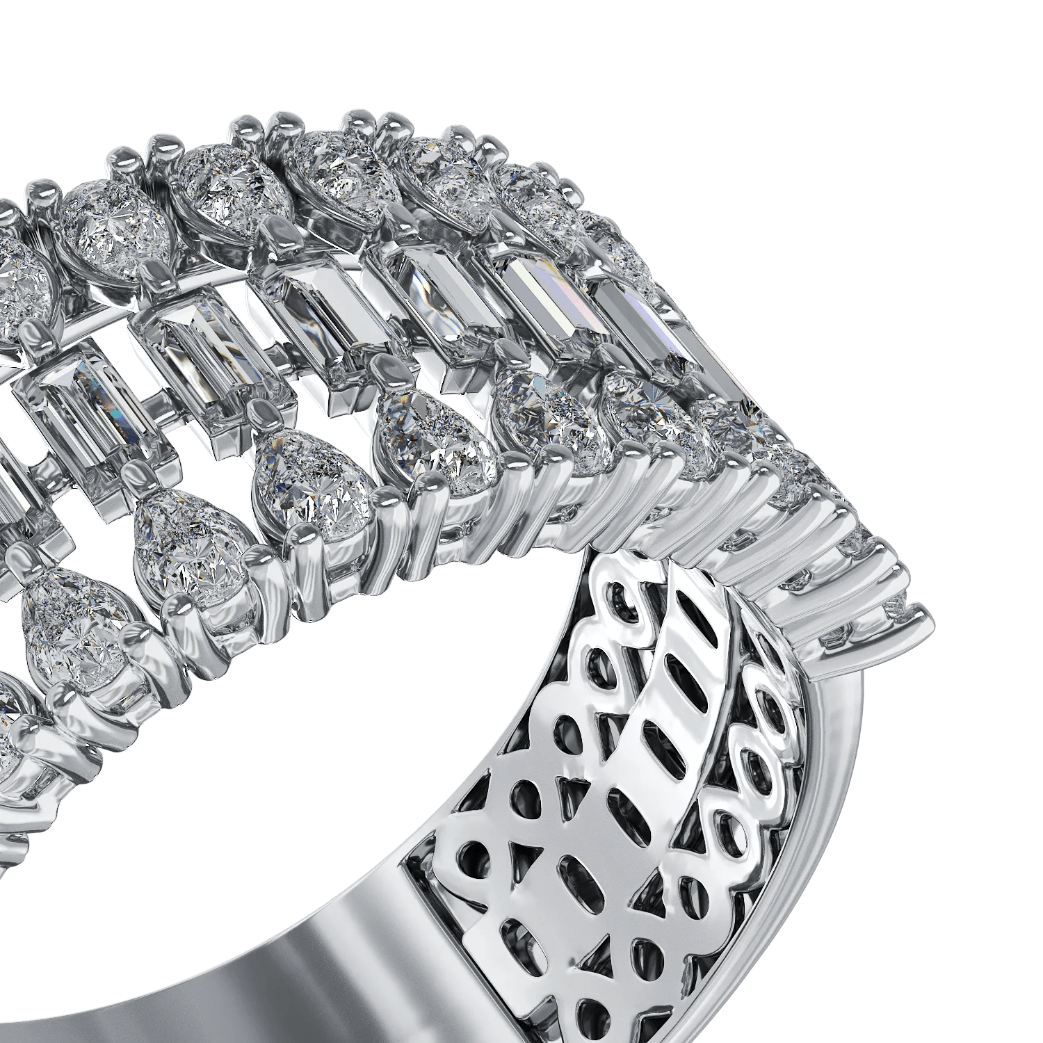 Inel din aur alb cu diamante baguette 1.77ct Inel din aur alb cu diamante baguette 1.77ct