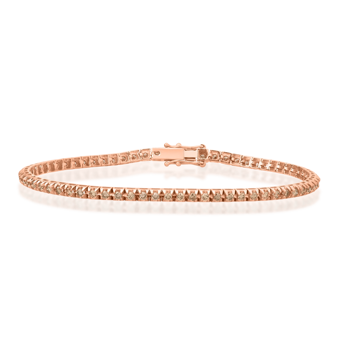 Brățară tennis din aur roz cu diamante maro, 1.15ct Brățară tennis din aur roz cu diamante maro, 1.15ct