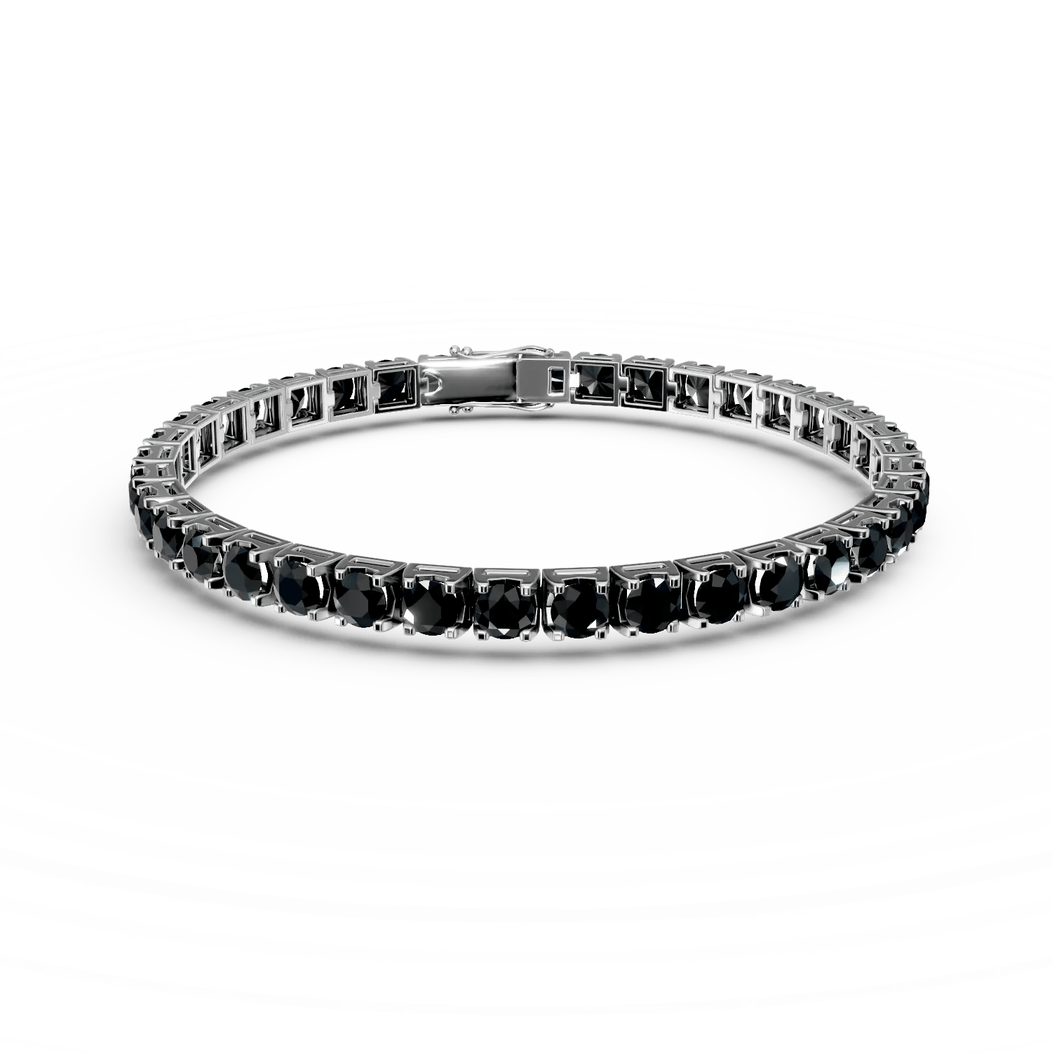 Brățară tennis din aur alb cu diamante negre de 12ct, tăietură rose Brățară tennis din aur alb cu diamante negre de 12ct, tăietură rose