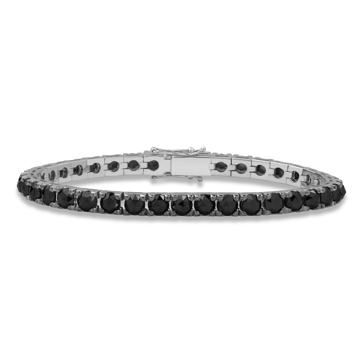 Brățară tennis din aur alb cu diamante negre, tăietură rose de 9.7ct Brățară tennis din aur alb cu diamante negre, tăietură rose de 9.7ct