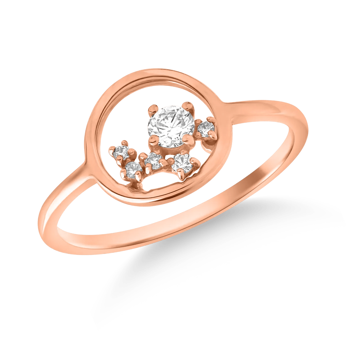 Inel din aur roz cu diamante de 0.137ct Inel din aur roz cu diamante de 0.137ct