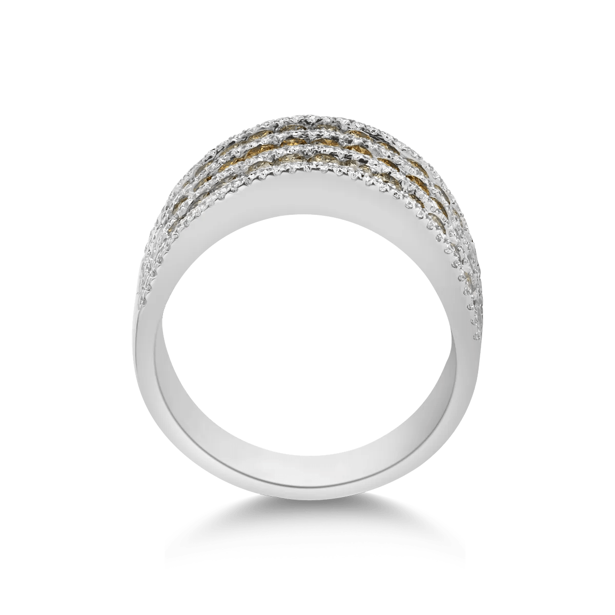 Inel din aur alb cu diamante colorate – bijuterii unice Inel din aur alb cu diamante colorate - bijuterii unice