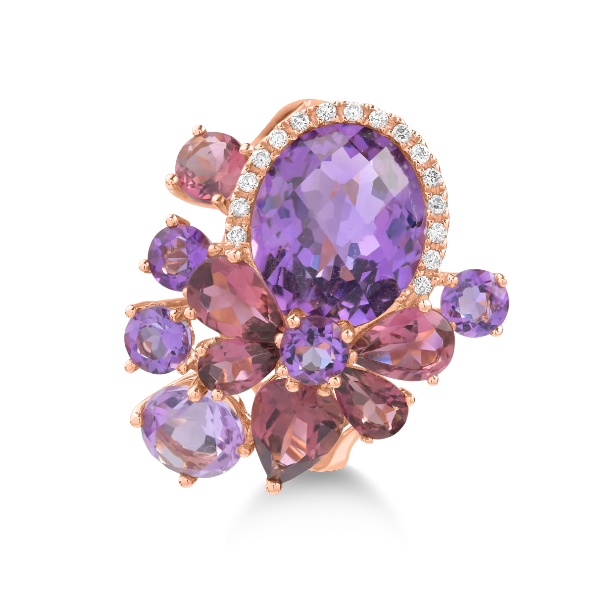 Inel din aur roz cu pietre prețioase – 7.4ct Inel din aur roz cu pietre prețioase - 7.4ct