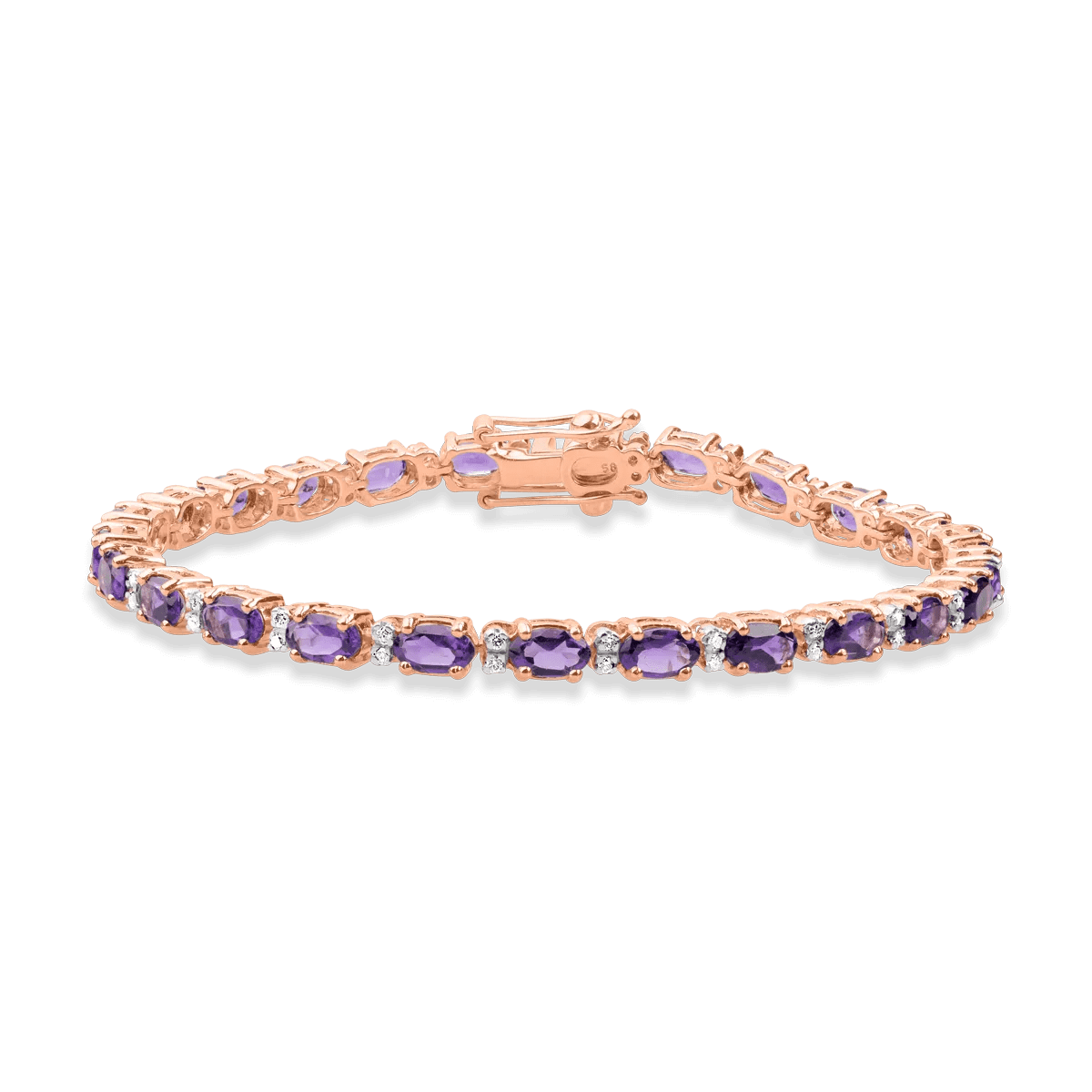 Brățară din aur roz cu ametiste ovale de 4.97ct și diamante de 0.25ct Brățară din aur roz cu ametiste ovale de 4.97ct și diamante de 0.25ct