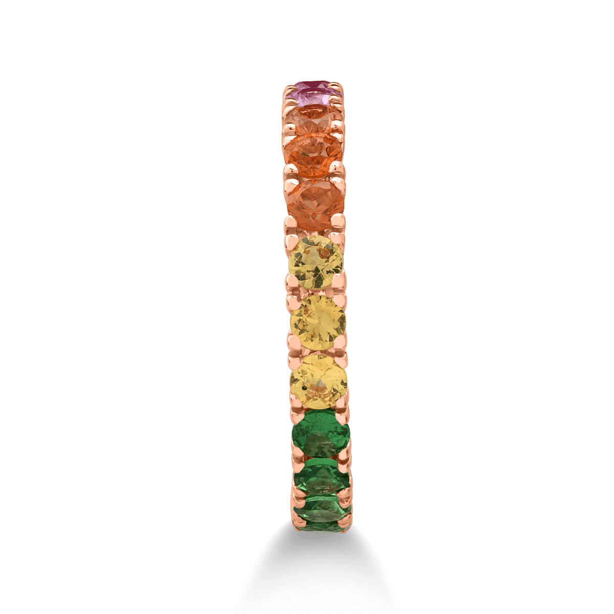 Inel eternity din aur roz cu safire multicolore Inel eternity din aur roz cu safire multicolore