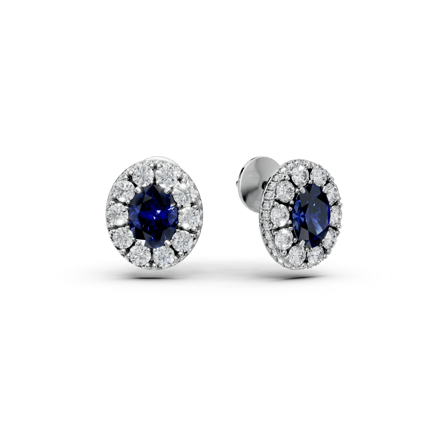 Cercei din aur alb cu safire ovale 2.83ct și diamante rotunde 2.49ct Cercei din aur alb cu safire ovale 2.83ct și diamante rotunde 2.49ct