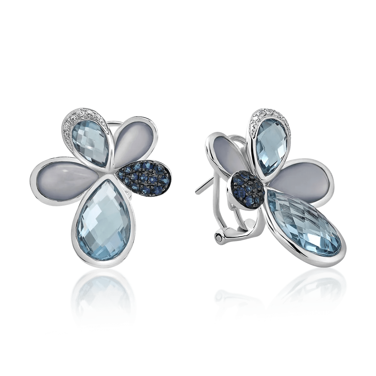 Cercei din aur alb cu pietre prețioase și semiprețioase de 16.26ct Cercei din aur alb cu pietre prețioase și semiprețioase de 16.26ct