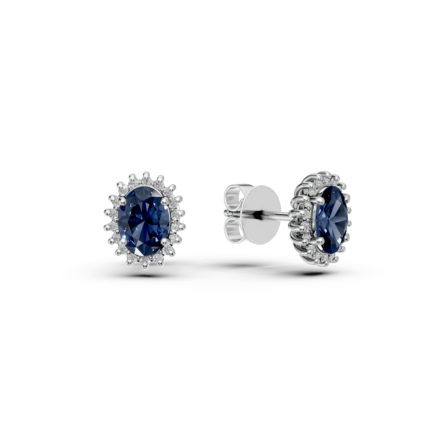 Cercei din aur alb cu safire de 2.83ct și diamante de 0.44ct Cercei din aur alb cu safire de 2.83ct și diamante de 0.44ct