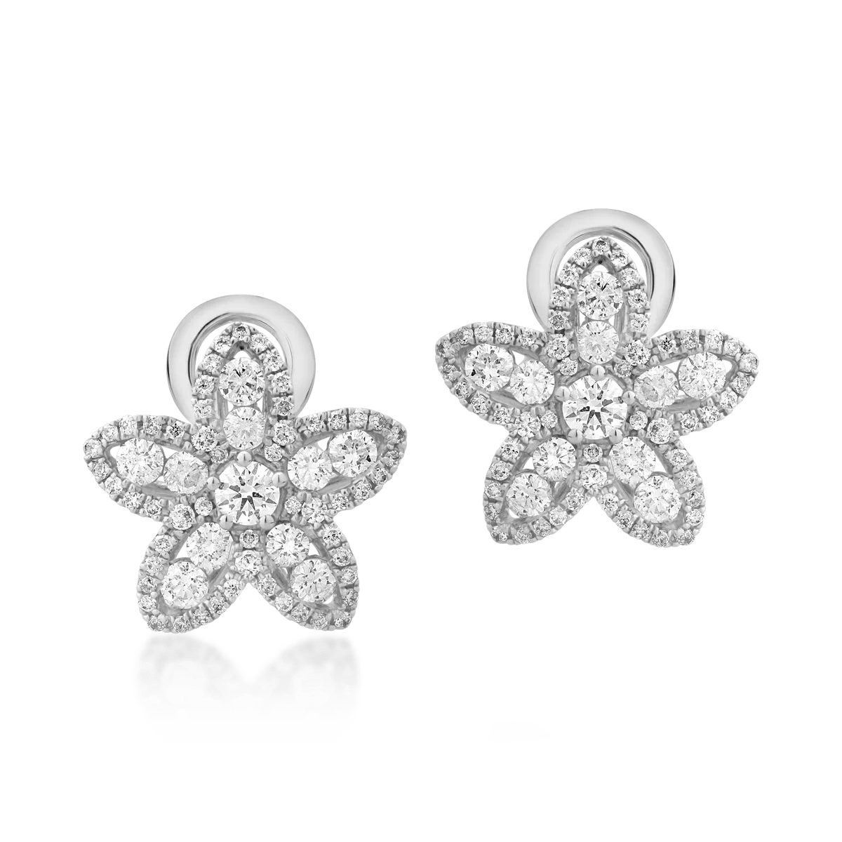 Cercei florali din aur alb cu diamante de 1.39ct Cercei florali din aur alb cu diamante de 1.39ct