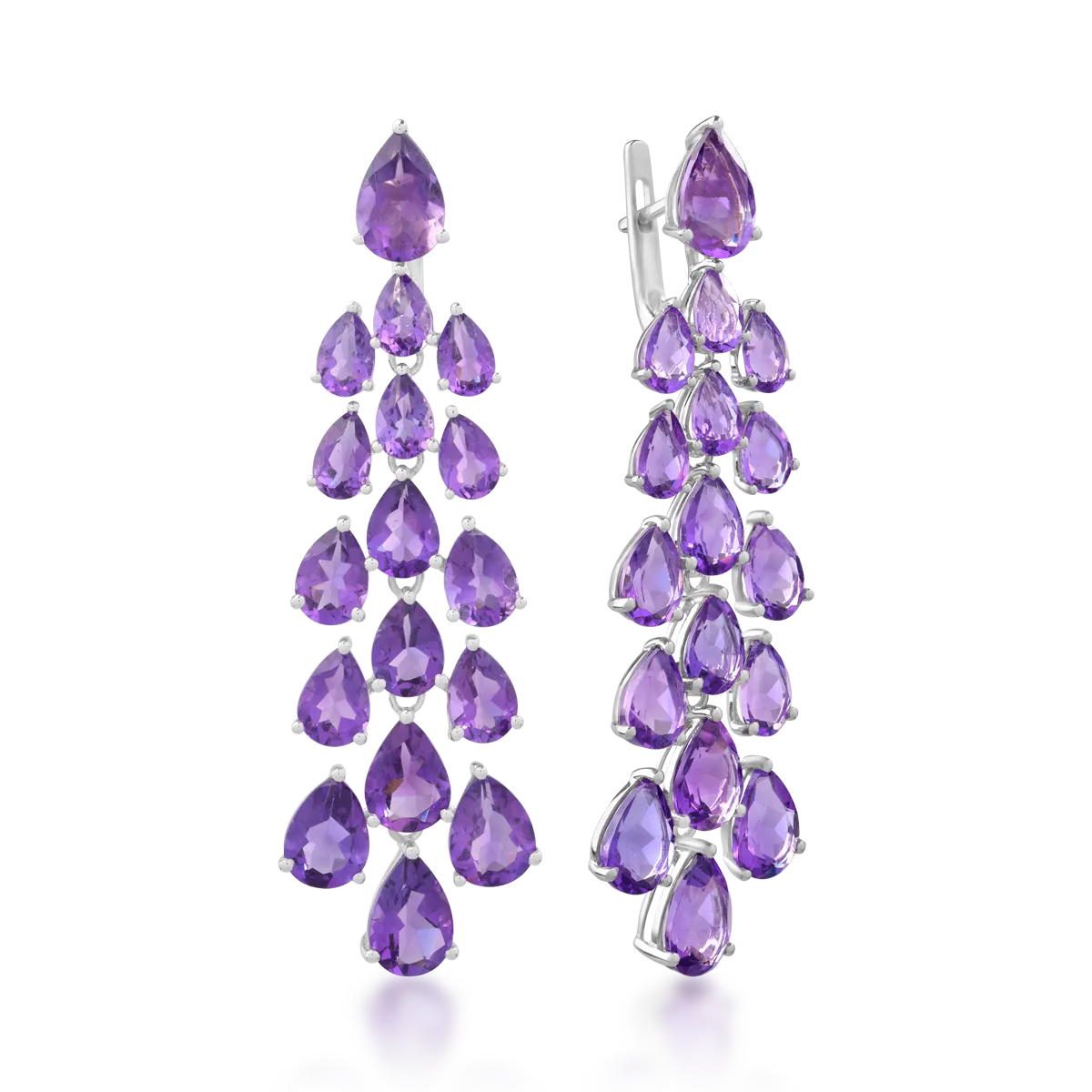 Cercei din aur alb cu ametiste pear de 24.04ct Cercei din aur alb cu ametiste pear de 24.04ct