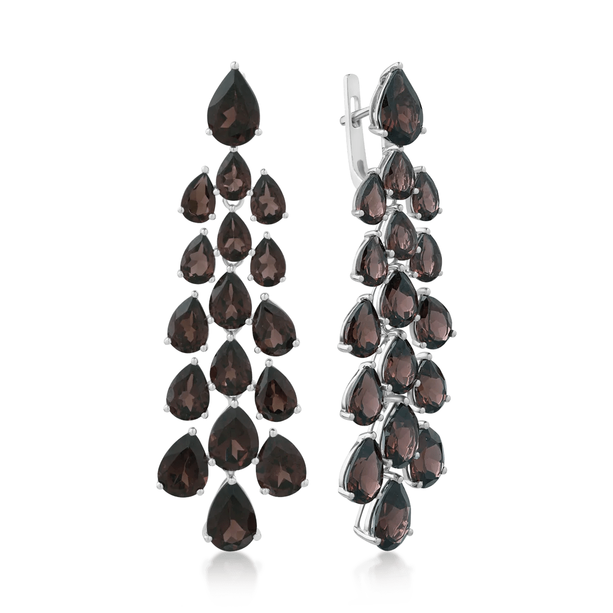 Cercei din aur alb cu quartz fumuriu 24.04ct pear Cercei din aur alb cu quartz fumuriu 24.04ct pear