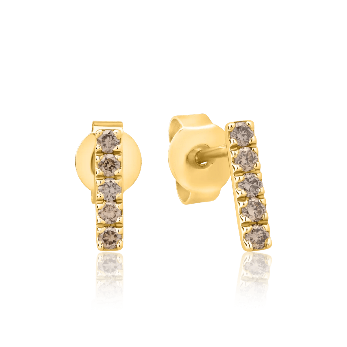 Cercei din aur galben cu diamante maro de 0.2ct Cercei din aur galben cu diamante maro de 0.2ct