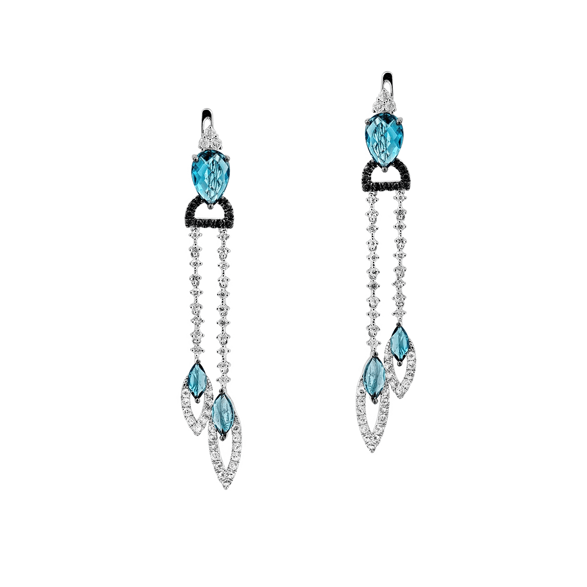 Cercei din aur alb cu pietre prețioase și semiprețioase de 6.2ct – Teilor Cercei din aur alb cu pietre prețioase și semiprețioase de 6.2ct – Teilor