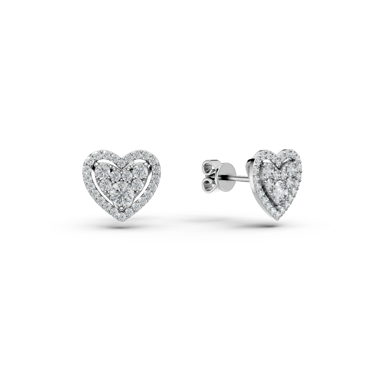 Cercei inimioare din aur alb cu diamante de 0.5ct Cercei inimioare din aur alb cu diamante de 0.5ct