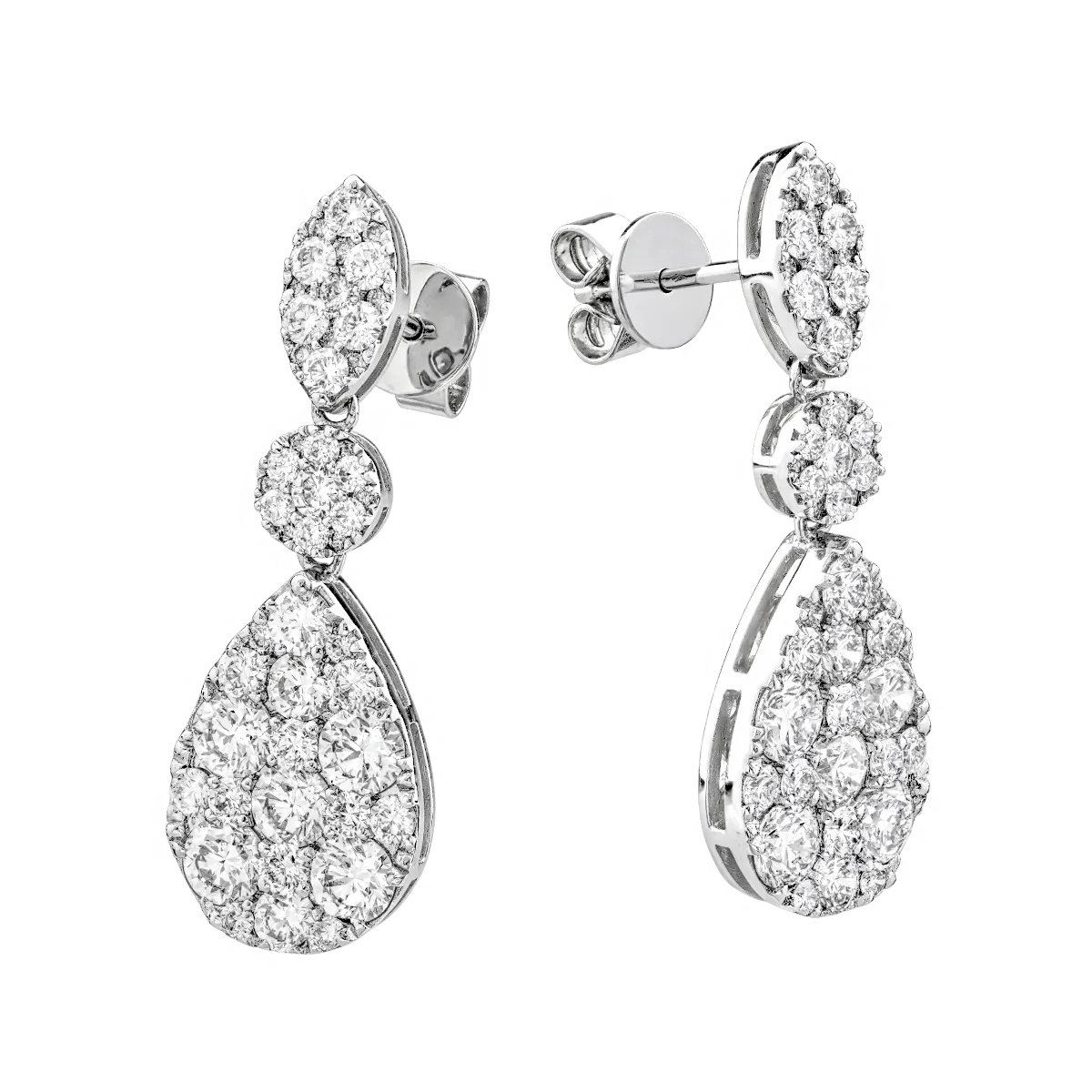 Cercei din aur alb cu diamante de 3.35ct Cercei din aur alb cu diamante de 3.35ct