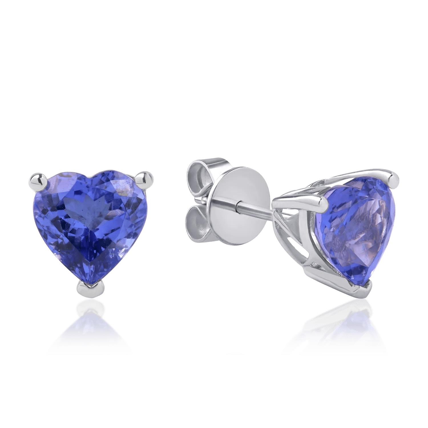 Cercei inimi din aur alb cu tanzanite – eleganță Cercei inimi din aur alb cu tanzanite - eleganță