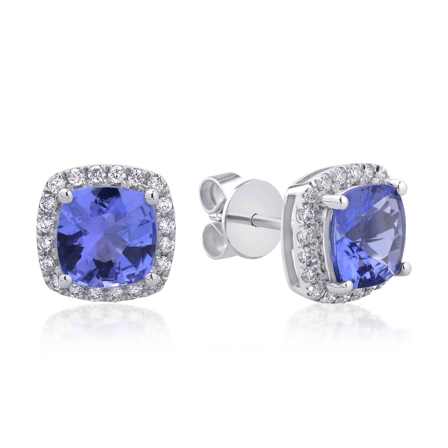 Cercei din aur alb cu tanzanite 2.84ct și diamante 0.26ct Cercei din aur alb cu tanzanite 2.84ct și diamante 0.26ct