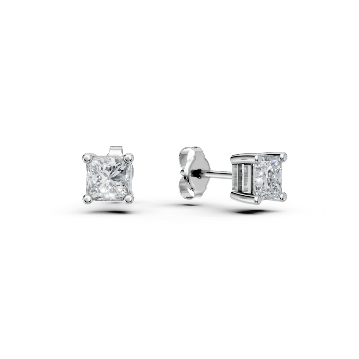 Cercei din aur alb cu diamant tăietură princess 0.19ct Cercei din aur alb cu diamant tăietură princess 0.19ct