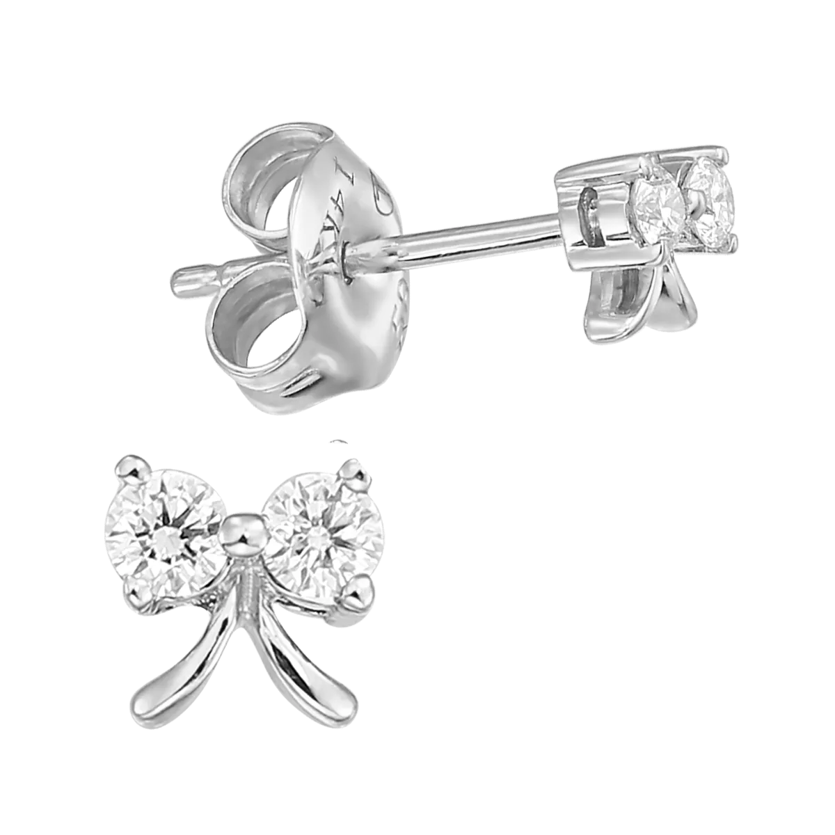 Cercei fundiță din aur alb cu diamante de 0.1ct Cercei fundiță din aur alb cu diamante de 0.1ct