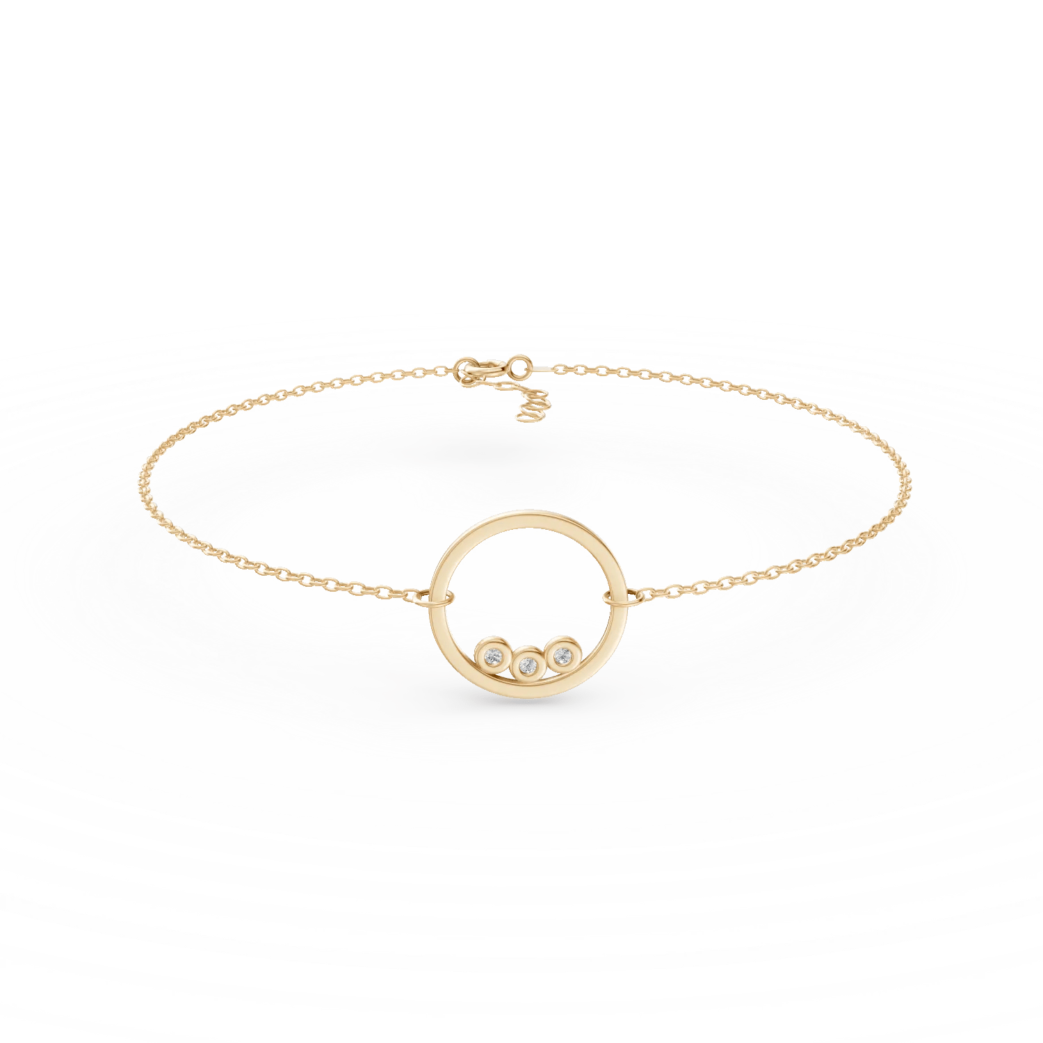 Brățară din aur galben cu pandantiv cerc și zirconii Brățară din aur galben cu pandantiv cerc și zirconii