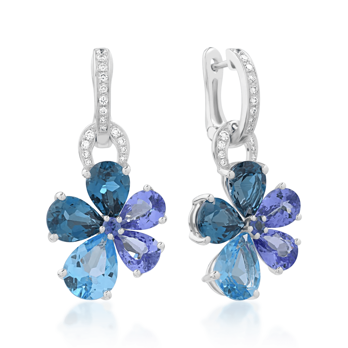 Cercei din aur alb cu pietre prețioase și semiprețioase de 11.5ct – Teilor Cercei din aur alb cu pietre prețioase și semiprețioase de 11.5ct – Teilor
