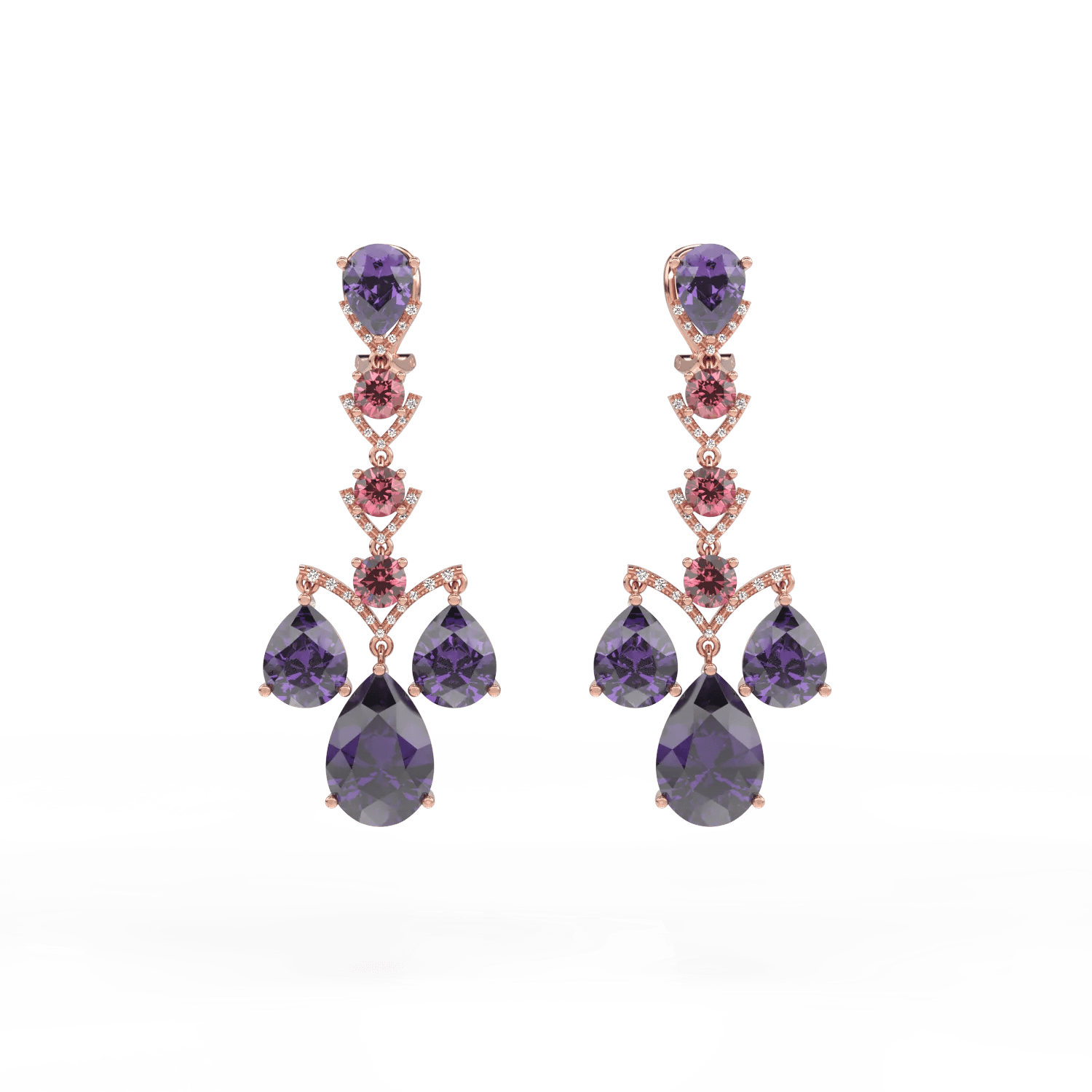 Cercei din aur roz cu pietre prețioase și semiprețioase de 27.37ct – Teilor Cercei din aur roz cu pietre prețioase și semiprețioase de 27.37ct – Teilor
