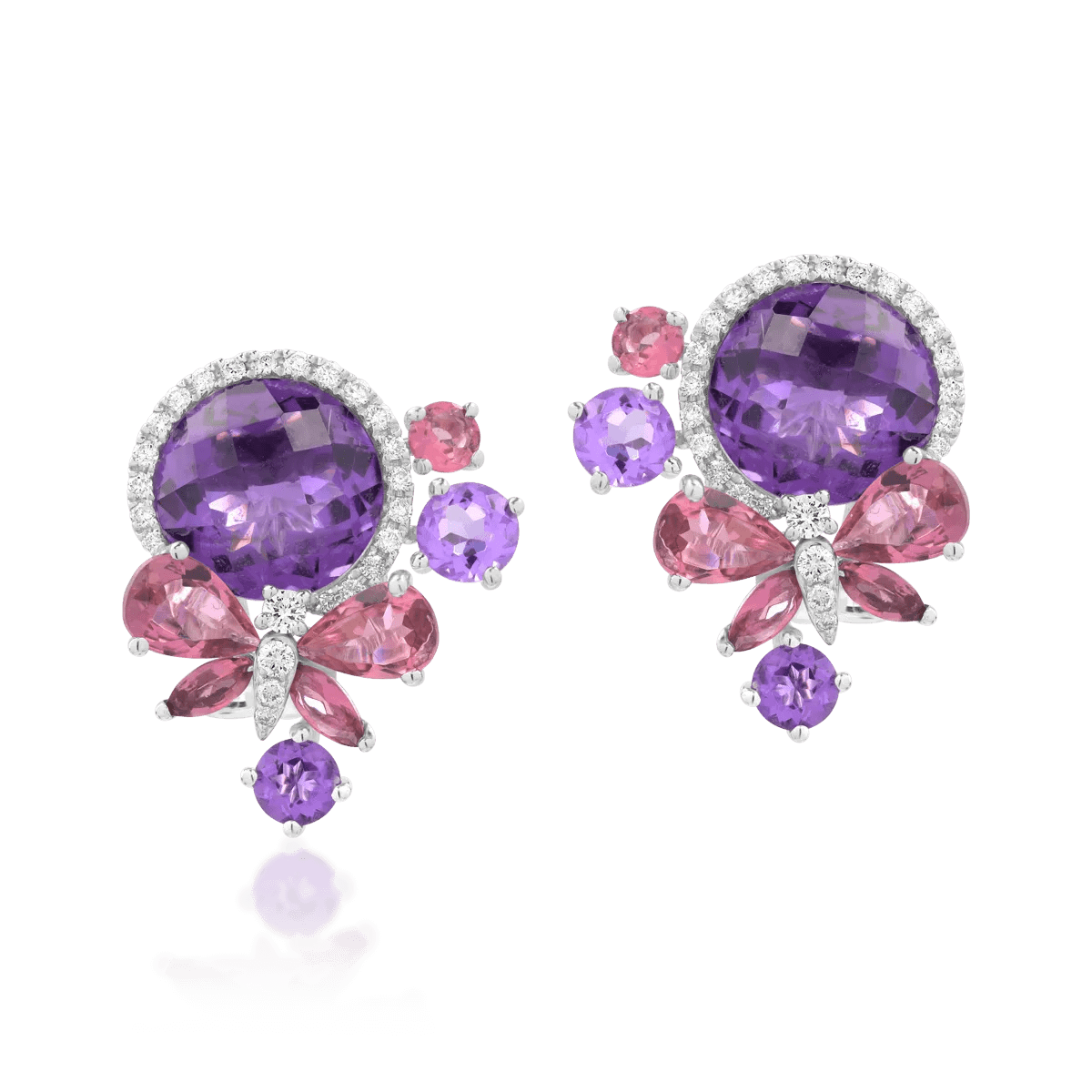 Cercei fluturi din aur alb cu pietre semiprețioase de 9.4ct Cercei fluturi din aur alb cu pietre semiprețioase de 9.4ct