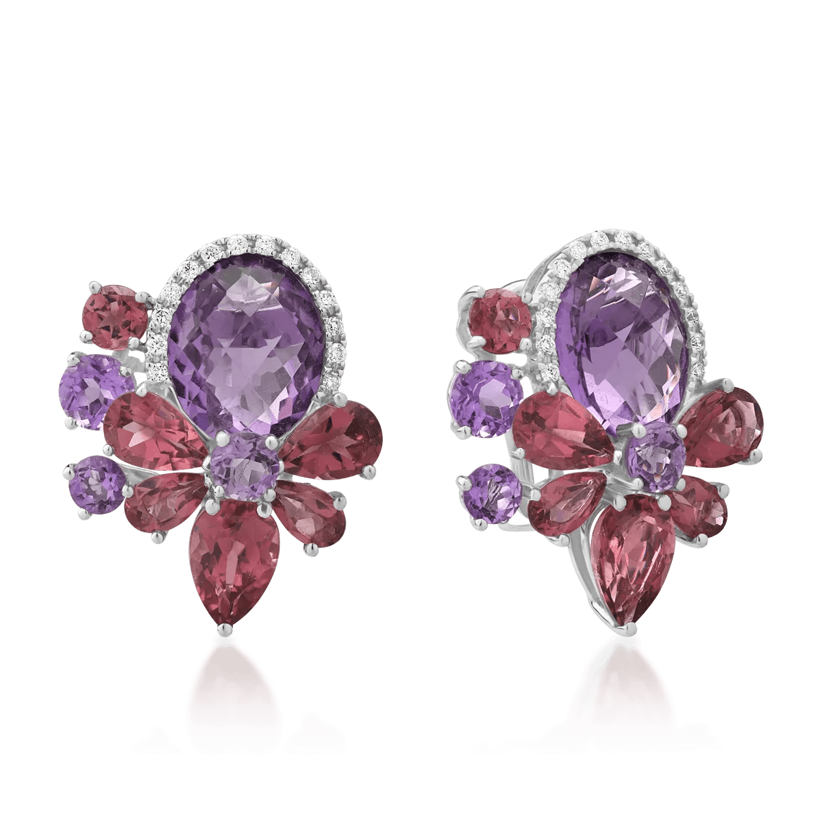 Cercei din aur alb cu pietre prețioase și semiprețioase de 10.66ct Cercei din aur alb cu pietre prețioase și semiprețioase de 10.66ct