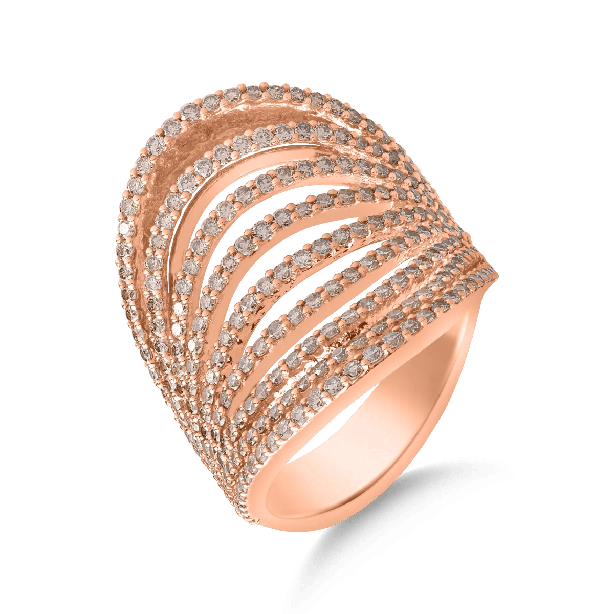 Inel din aur roz cu diamante maro de 2.18ct Inel din aur roz cu diamante maro de 2.18ct