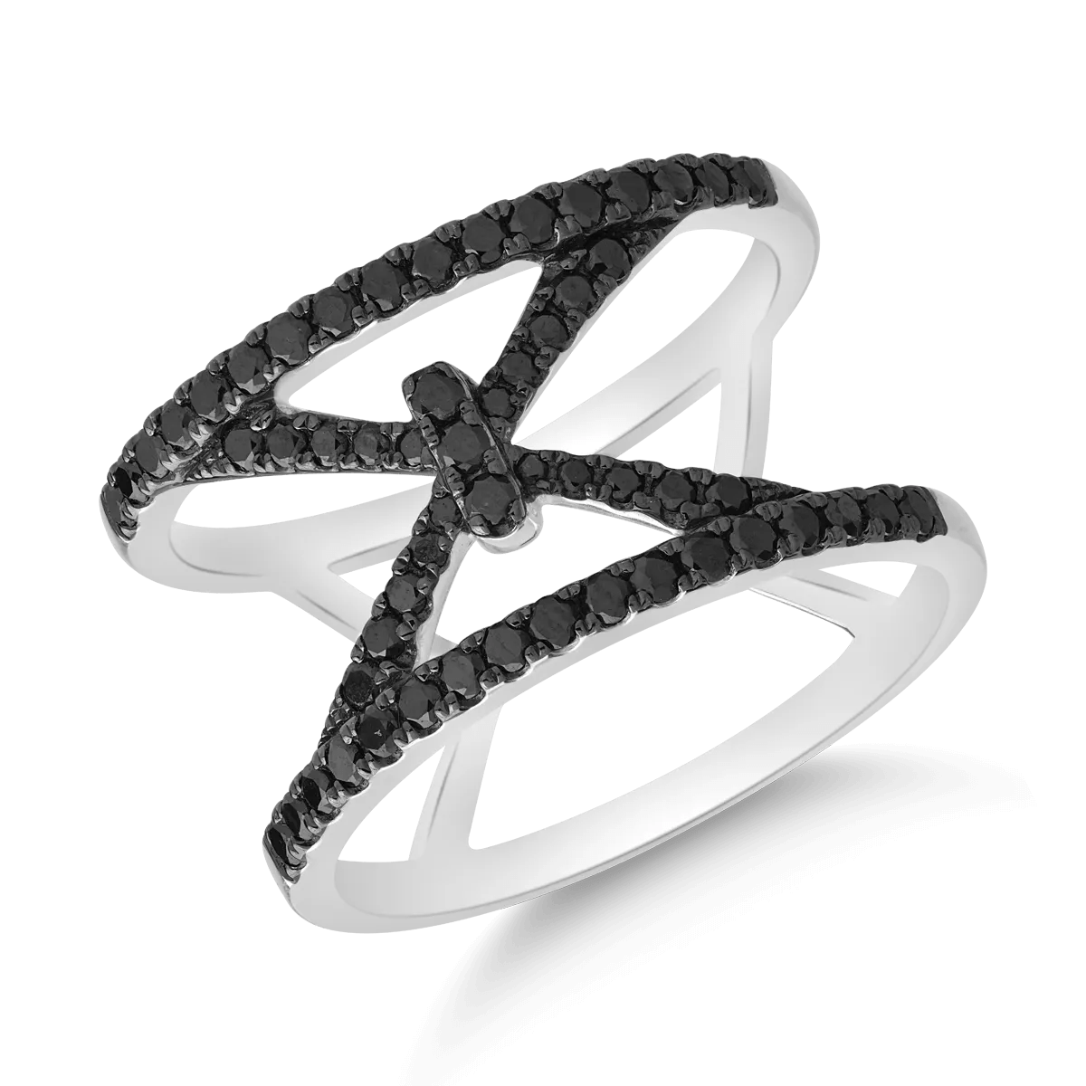 Inel din aur alb cu diamante negre, 0.53ct Inel din aur alb cu diamante negre, 0.53ct