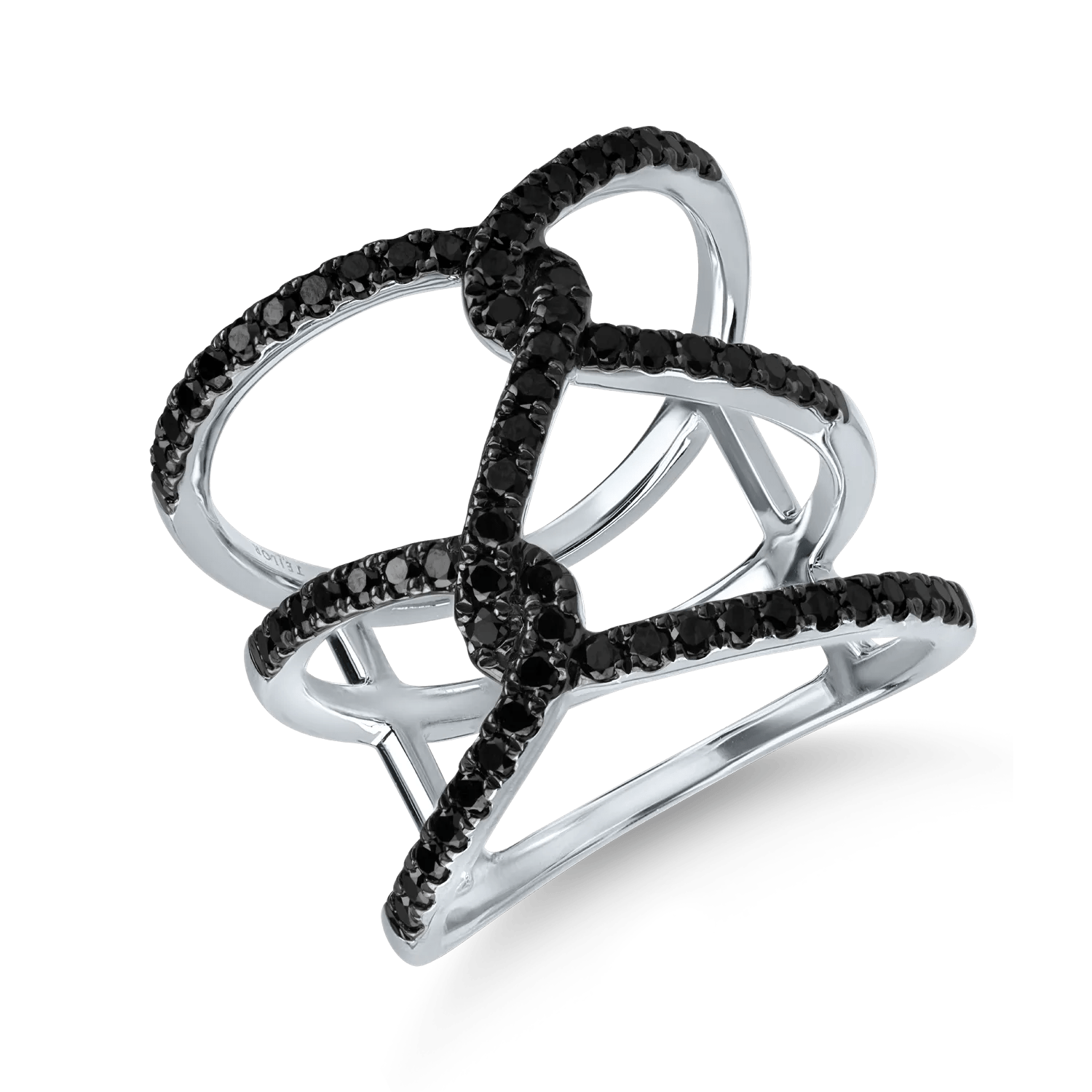 Inel geometric din aur alb cu diamante negre de 0.7ct Inel geometric din aur alb cu diamante negre de 0.7ct