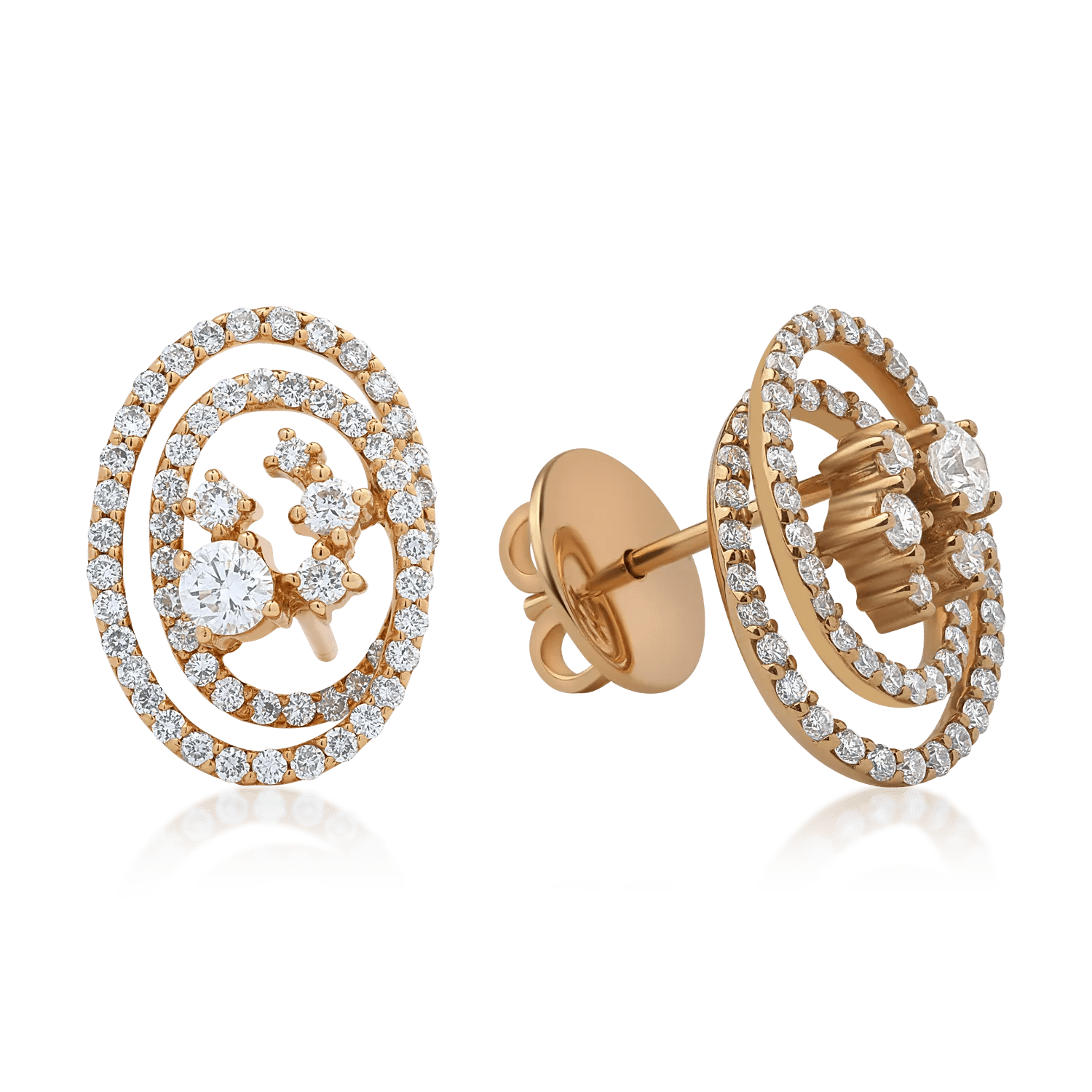 Cercei din aur roz cu diamante 1.49ct Cercei din aur roz cu diamante 1.49ct