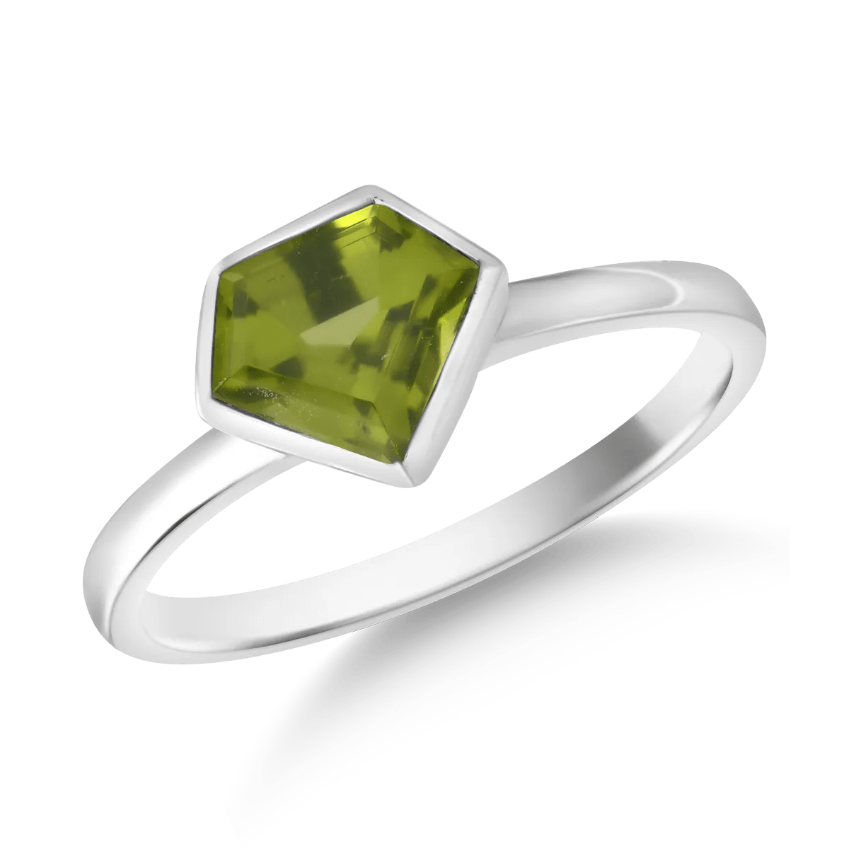 Inel elegant din aur alb cu peridot de 1.5ct Inel elegant din aur alb cu peridot de 1.5ct