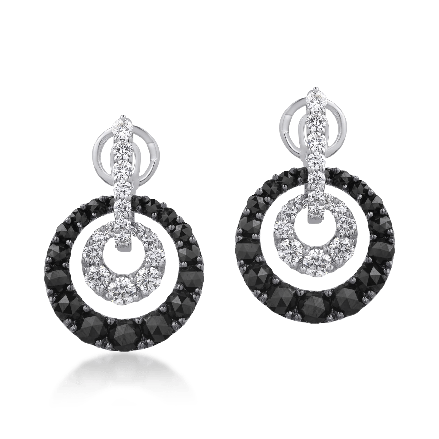 Cercei din aur alb cu diamante negre de 4.86ct și diamante transparente de 1.96ct – Teilor Cercei din aur alb cu diamante negre de 4.86ct și diamante transparente de 1.96ct – Teilor