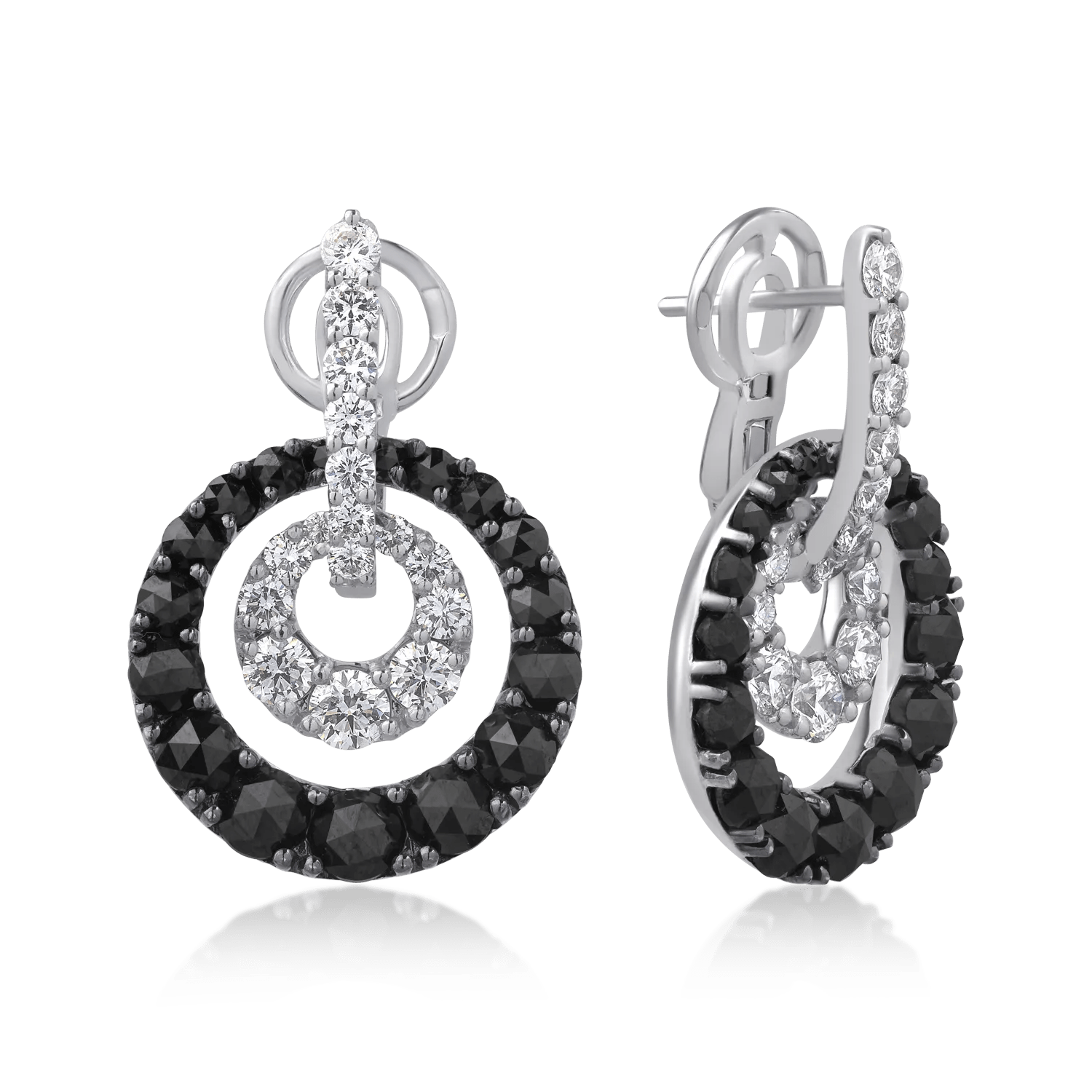 Cercei din aur alb cu diamante negre de 4.86ct și diamante transparente de 1.96ct Cercei din aur alb cu diamante negre de 4.86ct și diamante transparente de 1.96ct