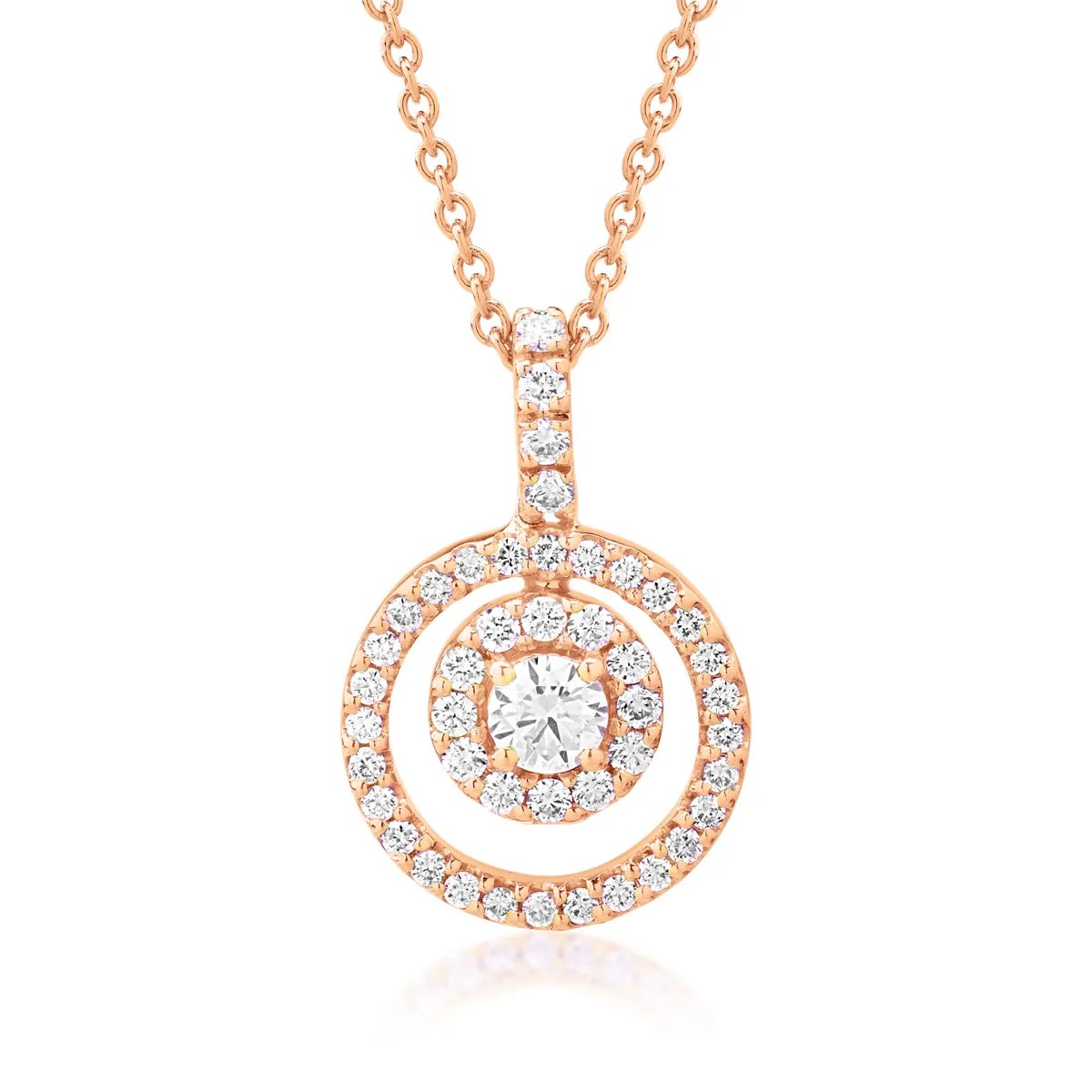 Lanț cu pandantiv din aur roz, diamant de 0.25ct și diamante de 0.45ct Lanț cu pandantiv din aur roz, diamant de 0.25ct și diamante de 0.45ct