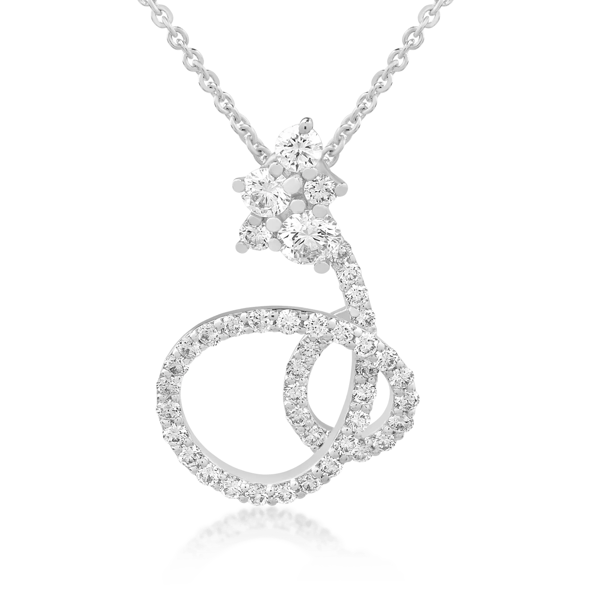 Lanț cu pandantiv din aur alb cu diamante de 0.75ct Lanț cu pandantiv din aur alb cu diamante de 0.75ct