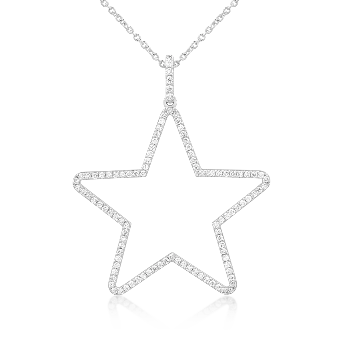 Lant cu pandantiv stea din aur alb cu diamante de 0.7ct Lant cu pandantiv stea din aur alb cu diamante de 0.7ct