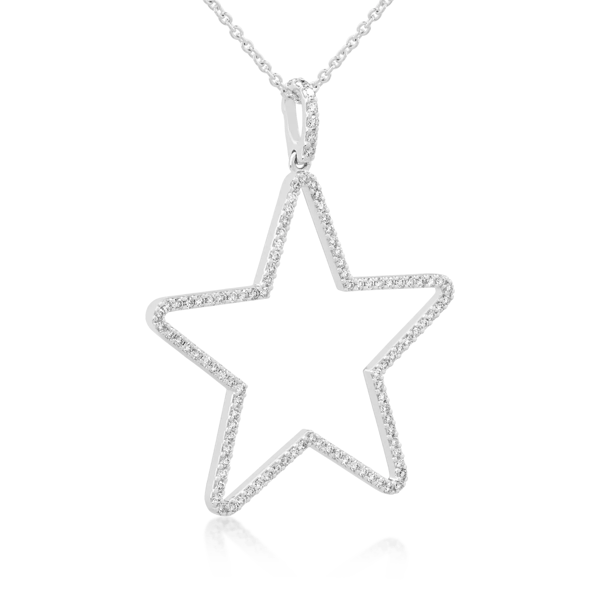 Lant cu pandantiv stea din aur alb și diamante Lant cu pandantiv stea din aur alb și diamante