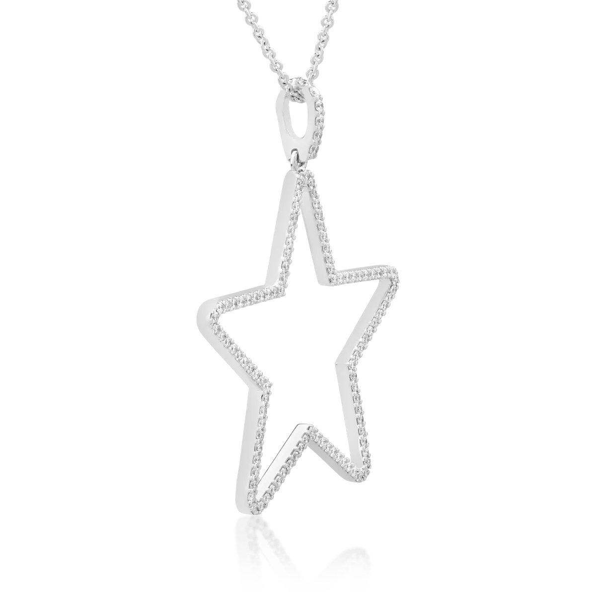 Lant cu pandantiv stea din aur alb și diamante Lant cu pandantiv stea din aur alb și diamante