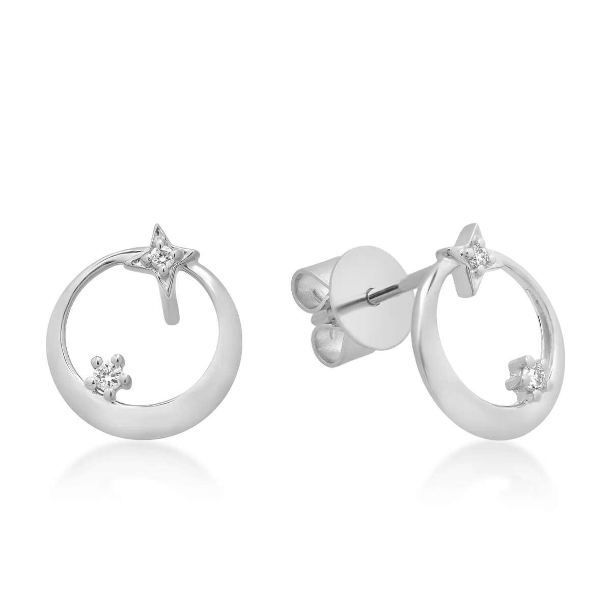 Cercei din aur alb cu diamante de 0.034ct Cercei din aur alb cu diamante de 0.034ct