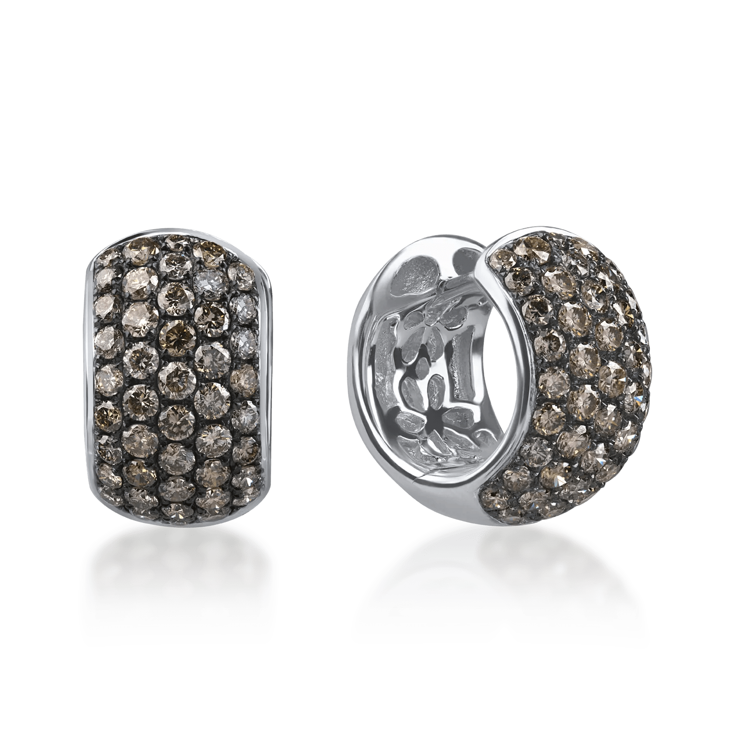 Cercei creole din aur alb cu diamante maro de 1.3ct Cercei creole din aur alb cu diamante maro de 1.3ct