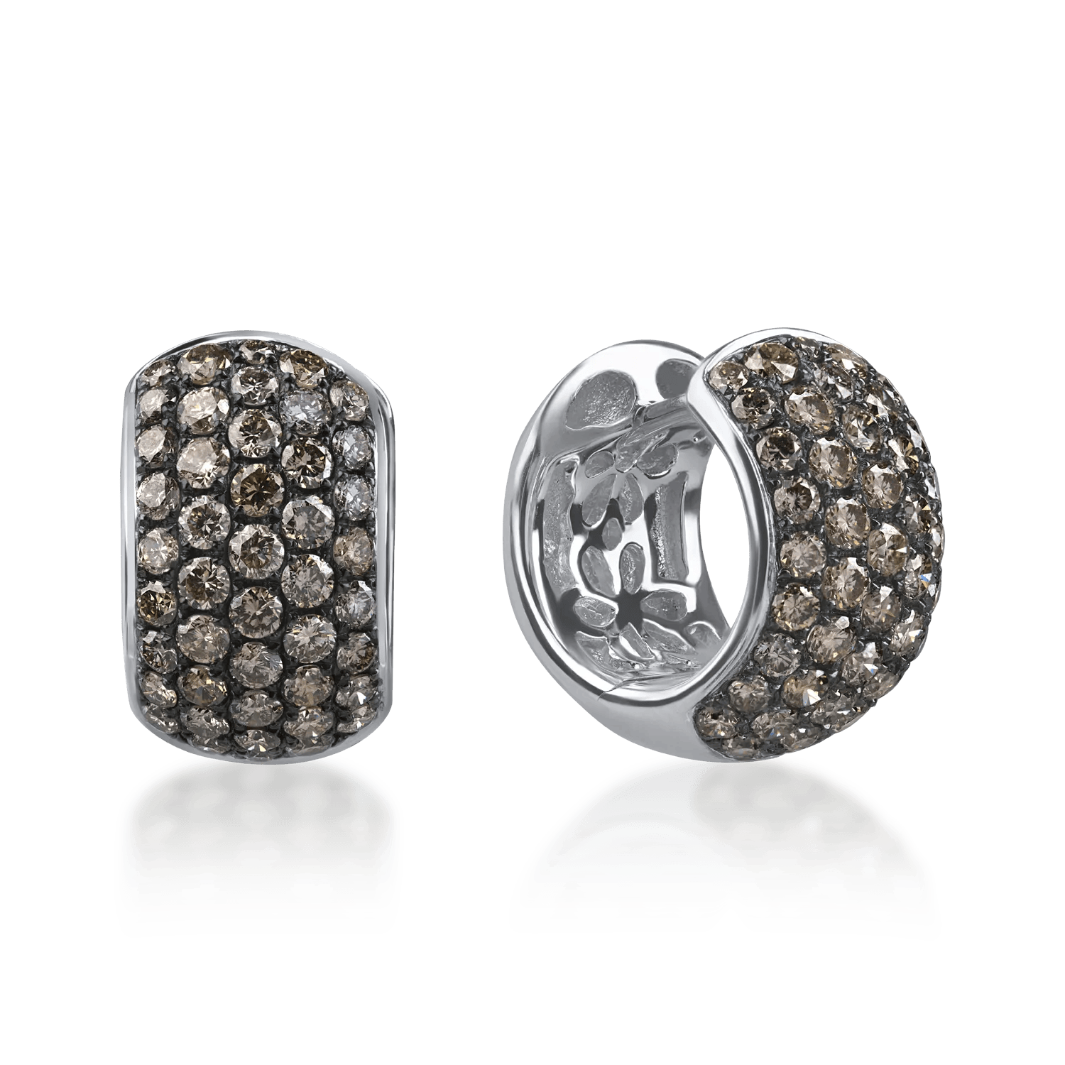 Cercei creole din aur alb cu diamante maro de 1.3ct – Teilor Cercei creole din aur alb cu diamante maro de 1.3ct – Teilor