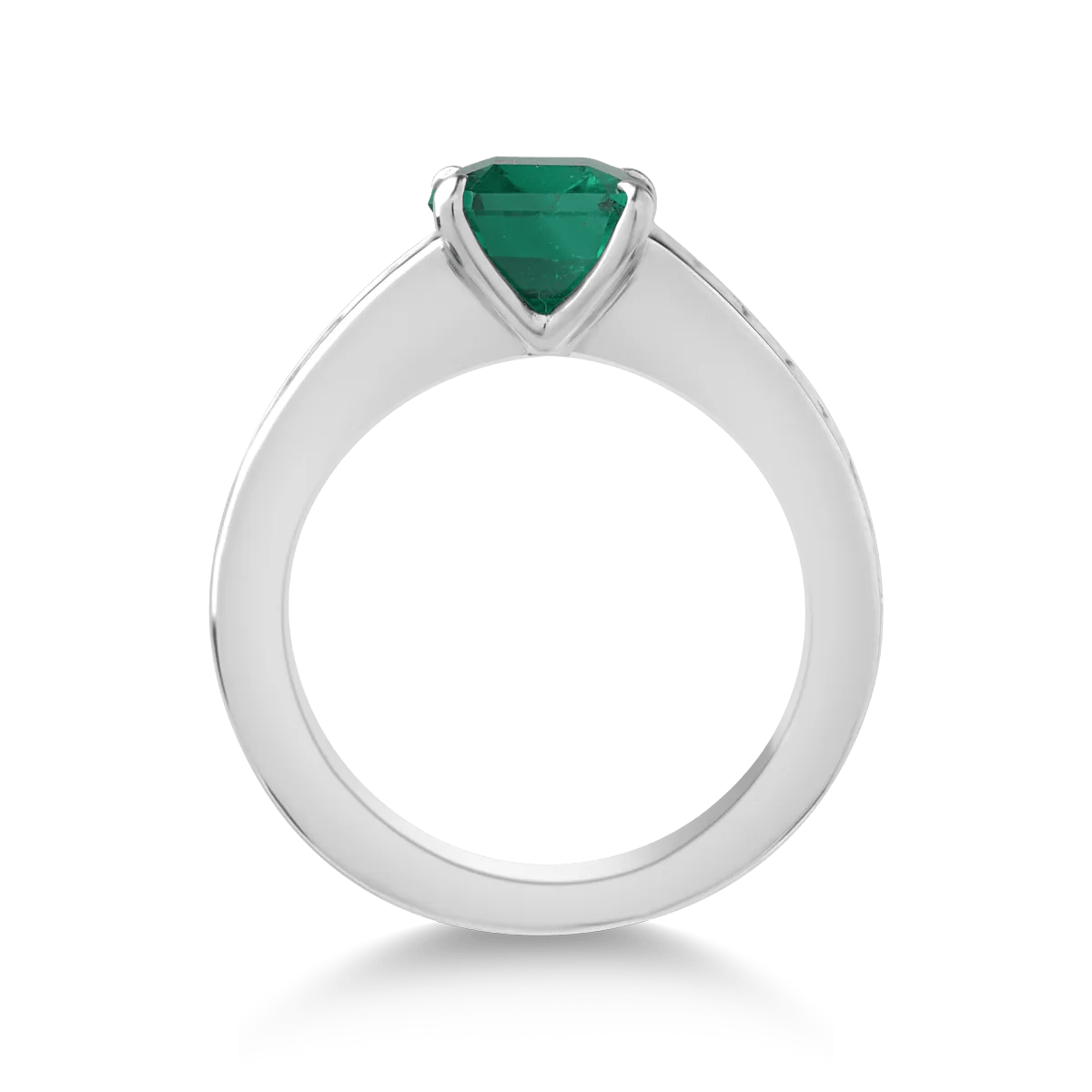 Inel din aur alb cu smarald și diamante Inel din aur alb cu smarald și diamante